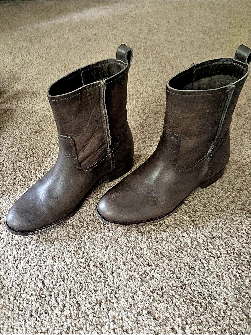 Frye Cara Short Leather Boots Brown US 8 M